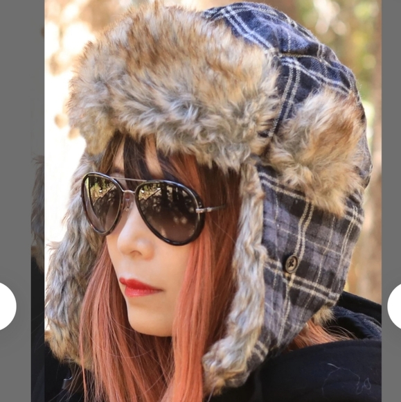 Ben Sherman Accessories - Ben Sherman Wool Blend Faux Fur Winter  Plaid Trapper Bomper Aviator Hat